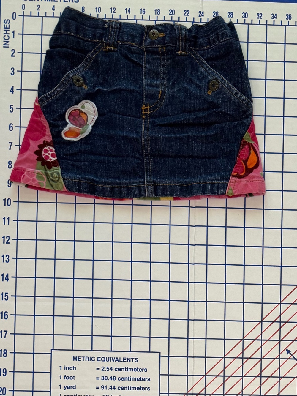 The Children's Place Denim Skirt with Pink Floral Panels